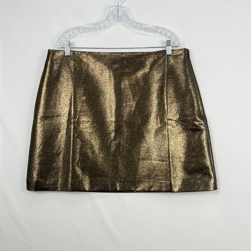 NWOT WOMENS ANN TAYLOR LOFT SIZE 16 BRONZE METALLIC SKIRT LINED